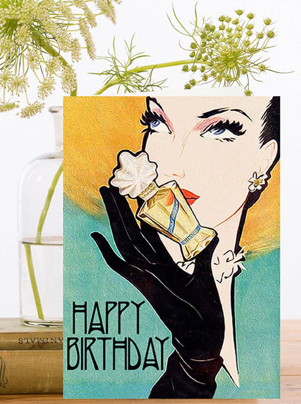 Hand Glittered Perfume Birthday Card - Belle De Provence